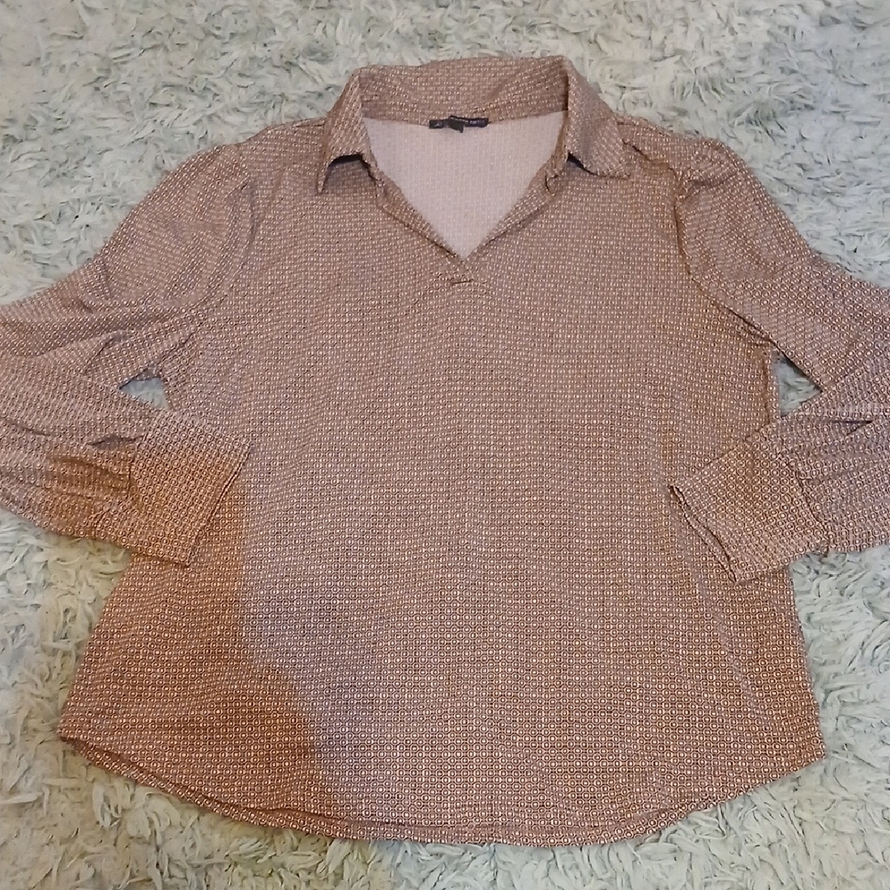 Adrianna Papell Textured Brown Blouse